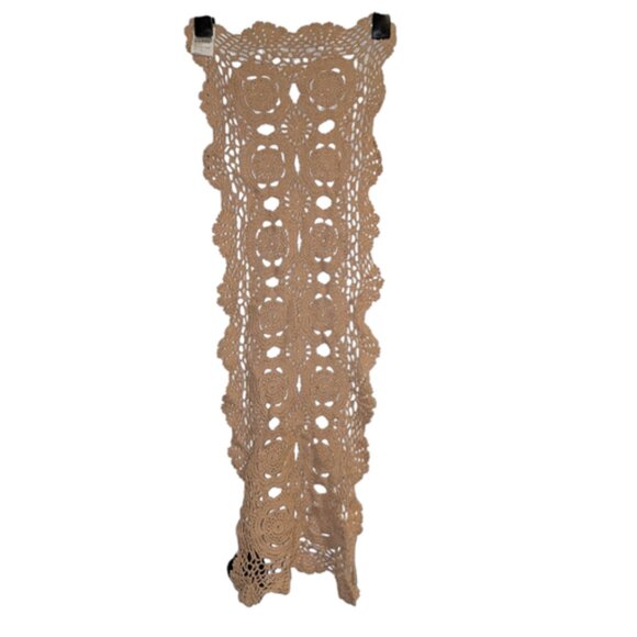 Martha Stewart Everyday Beige Doily Rectangle Lace Knit Runner Crocheted Table - Picture 2 of 4
